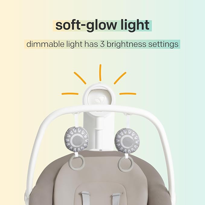 Joie Miso 2-in-1 Baby Swing & Rocker– Dual Motion Swing & Portable Rocker with 6 Speed Settings, Soothing Vibration, and 3 Recline Positions – Softglow Dimmable Light (Nature's Alphabet)