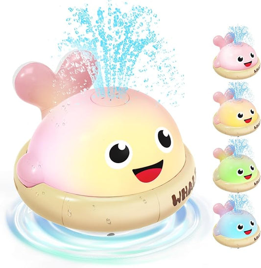 Rechargeable Glowing Whale, Water Sprinkler Bath Toy, Multi-Color Changing Lights & Sprayer for Toddlers 1-3, Outdoor Pool Bathtub Toys Baby Kids, Birthday Gift Boys Girls Age 1 2 3 Year Old