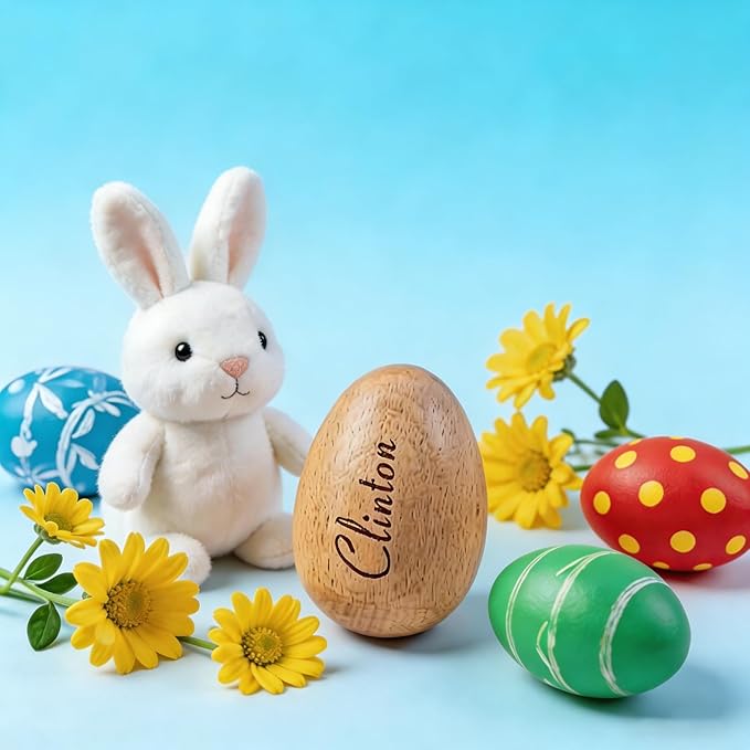 Personalized Easter Egg Shaker First Easter Gift for Kids Musical Toddlers Easter Basket Stuffer Birthday for Children