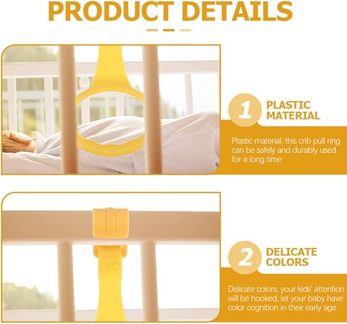 Toddmomy 4pcs Baby Play Gym Baby Crib Pull Ring Baby Bed Stand Up Rings Nursery Baby Cot Rings for Infant Baby Toddler Playpen Play Gym Cot Ring Toddler Walker