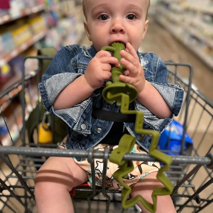 Busy Baby Toy Bungee - Dishwasher Safe Toy Strap - 100% Food-Grade Silicone (Pewter)