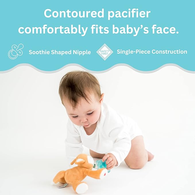 PaciBuddy Fox Pacifier Holder - Plush Toy with Universal Adapter & Detachable Pacifier, Gender Neutral Baby Gift for all Ages - Infant Plush Baby Toy, Versatile Baby Essentials, Binky & Soother