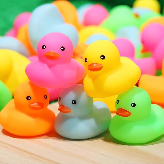 50pcs Mini Rubber Ducks Bath Toys, Multicolor Rubber Duckies Bulk, Mini Ducks Hiding for Cruise Ship Party Favors Shower Decorations Ducky Themed Pool Squeeze Games Classroom Prize