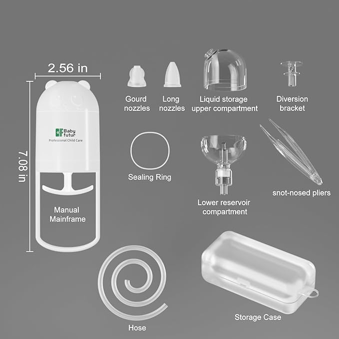Nasal Aspirator for Baby,Manual Anti-Reflux Nose Cleaner for Newborns Soft Silicone Tips Baby Nose Sucker with Storage Box & Booger Clip
