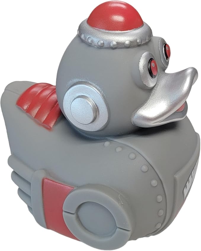Big Rubber Ducky Collectible Mix (5.5") Alien, Robot, Dinosaur, Splat, Ninja, Confetti, Pink Heart, Yellow, Unicorn and Astronaut. Perfect for Ducking (Robot)