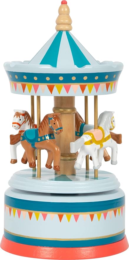 Small Foot Musical Box Horse Carousel Circus Wooden Decoration for Children's Room with Beautiful Sleep Music, 12321