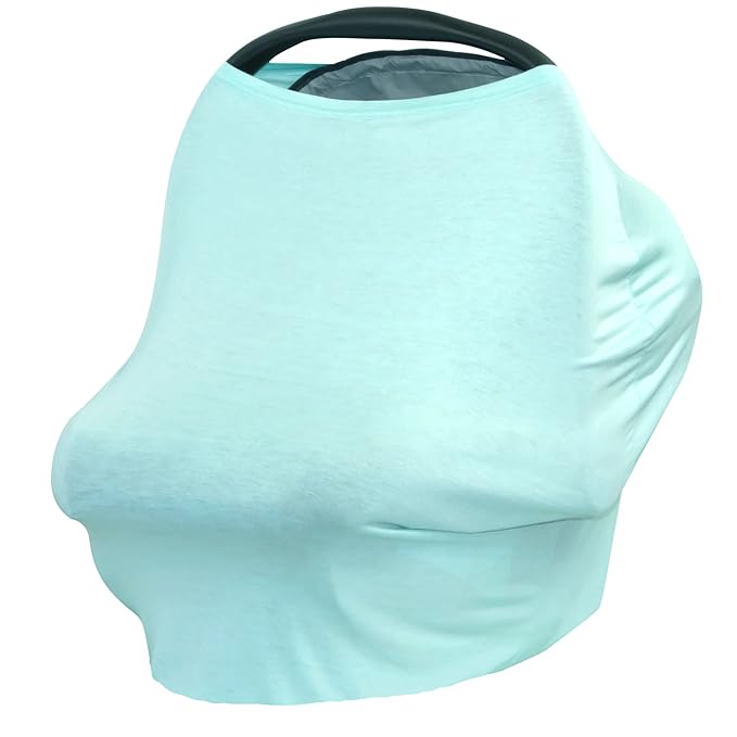 JLIKA Baby Car Seat Covers - Stretchy Infant Canopy and Nursing Cover for Breastfeeding Newborns Infants Babies Girls Boys Best Shower Gift Maternity Apron Infinity Scarf carseats (Aqua)