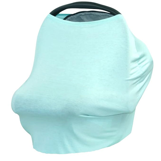 JLIKA Baby Car Seat Covers - Stretchy Infant Canopy and Nursing Cover for Breastfeeding Newborns Infants Babies Girls Boys Best Shower Gift Maternity Apron Infinity Scarf carseats (Aqua)