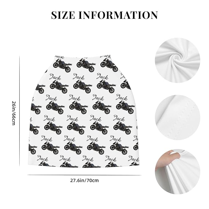 Personalized Baby Car Seat Cover for Boys Girls, Custom Motorcycle Nursing Covers for Breastfeeding with Name, Infant Stroller Cover, Baby Carseat Canopy for Newborn, Multiuse Car Seat Canopies