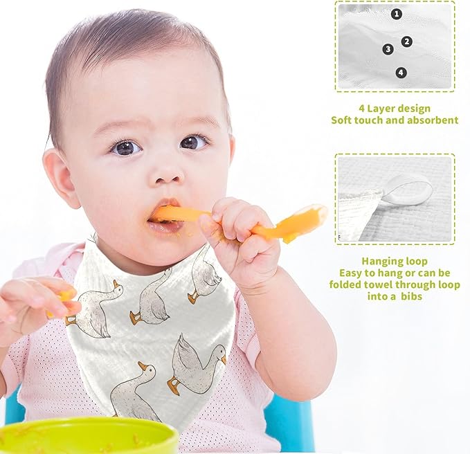 vvfelixl Coquette Duck Baby Burp Cloths Baby Muslin Washcloths for Boys Girls Cotton Babys Face Towel for Newborn Infants Soft and Absorbent 11.8 X 11.8 in, 5 Pack