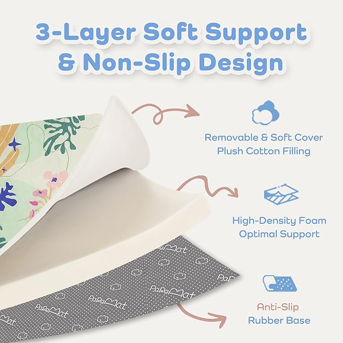 1.5" Thicker Baby Play Mat for Floor, 59x71 Removable & Machine Washable Cover Playpen Mat Softness Foam Mats, Easy-Clean Hygienic, Comfort Safety Kids Crawling Living Room (Dazzling World)