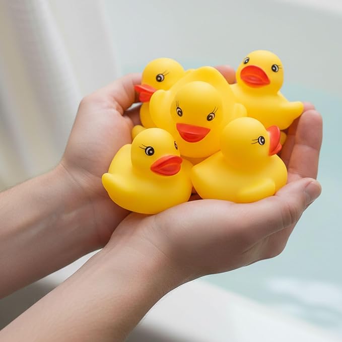 36 PCS Yellow Classic Rubber Duck Bath Toys - BPA Free Floating Duckies for Girls, Baby Shower Decorations, Bulk Party Favors, Kids Birthday Gifts (Yellow)