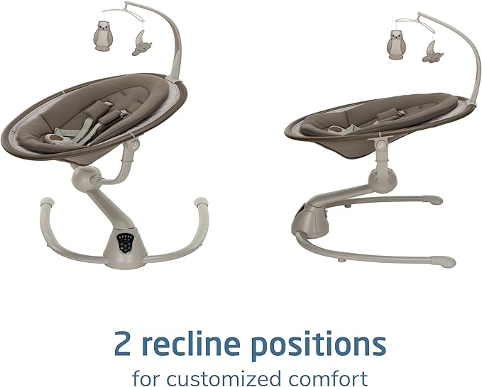 Maxi-Cosi Cassia Smart Baby Swing for Infants, Portable Foldable Swing with Music, 360 Rotation, 5 Speeds, 12 Melodies, EcoCare Fabric, Auto Motion Sensor, 2 Reclines, Truffle