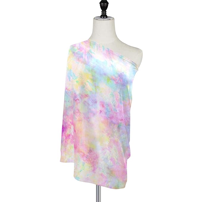 Pastel Pink Tie Dye Floral Print Stretchy Baby Car Seat Cover Infant Canopy Nursing Covers Breastfeeding Cover Breathable Windproof Winter Scarf for Boys Girls