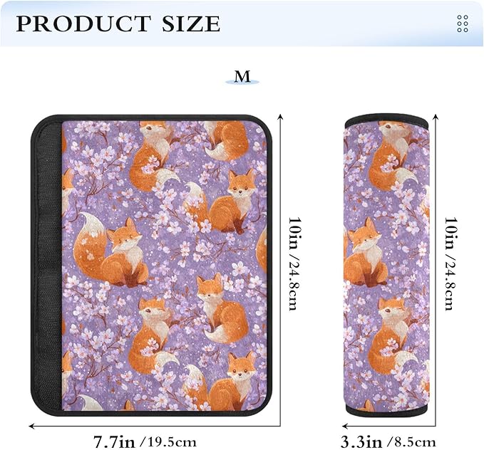 2 Pack Seatbelt Covers Seat Belt Cover Pad for Adults Boys Girls Car Seat Strap Covers Pads Cushion Universal Shoulder Strap Pad Protector for Backpack Camera Bag 10x7.7Inch Purple Sakura Blossoms and