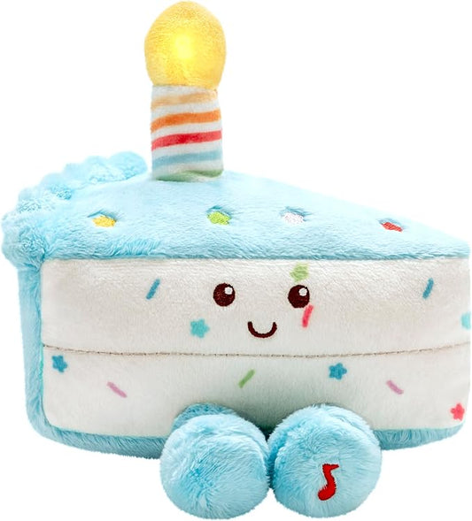 Magic Years Musical Light Up Plush Toy, Happy Birthday Cake Slice, 6 inches, Multicolored