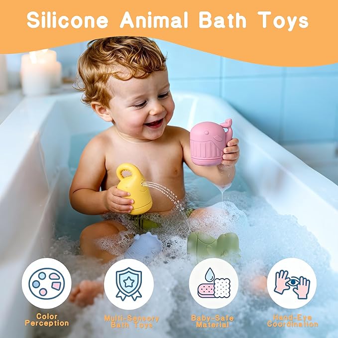Twefex Wooden Montessori Learning Toy Set, Sensory and Thinking Play Set for Toddlers, 5-in-1 Bath Toys, Cloth Book, Hand and Foot Rattles, and Baby Sensory Toys Soft Hanging