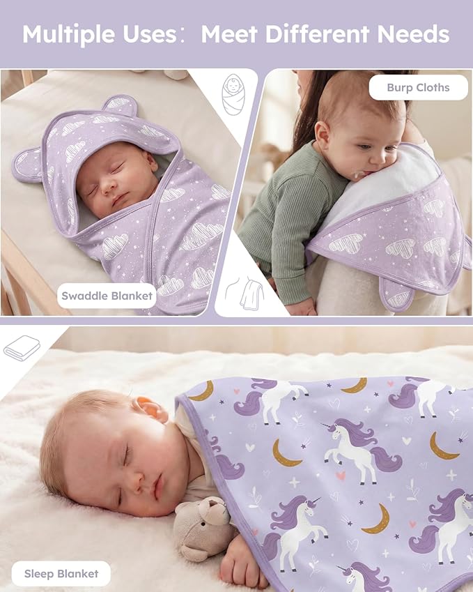 Yoofoss Hooded Baby Towels for Newborn 100% Organic Cotton Baby Bath Towel with Hood for Babies, Infant, Toddler and Kids, 32x32Inch, Soft and Absorbent Newborn Essential