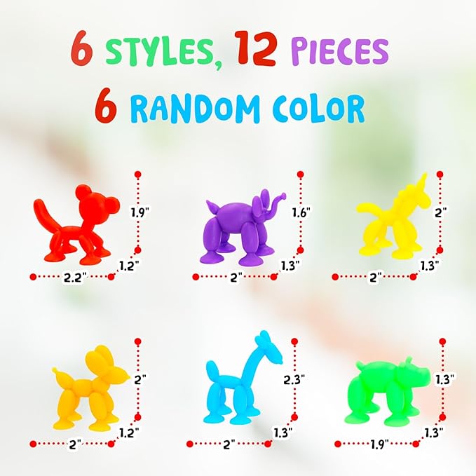 Suction Cup Sensory Bath Toys - Animal No Hole Bathtub Toy Suction Toy for Kids, Toddlers, Sensory Fidget Toy for Classroom Gifts, Travel, High Chair Toys, Party Favors, Stuffers