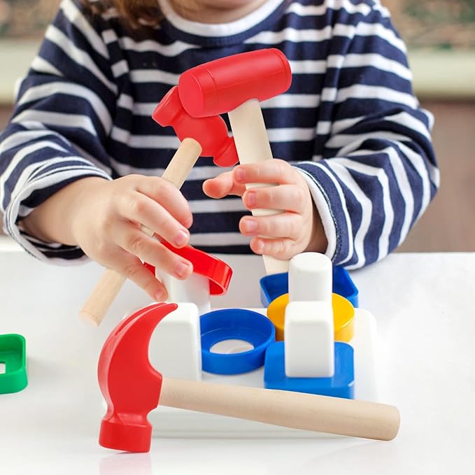 3pcs Wooden Mallet Toy Hammer Simulation Wooden Hammers Small Plastic Toddler Fake Hammer Portable Maintenance Kids Tools Toys Pretend for Boys Girls