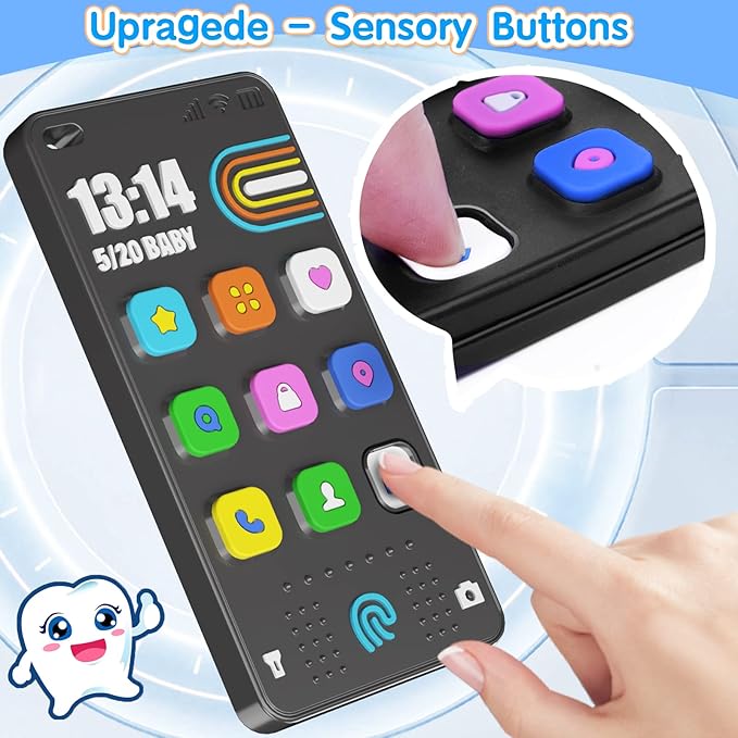 Kaodezhu TV Remote Control Shape Baby Teething Toys and Phone Shape Teether Toys for Babies 6-12 Months, Soft Flexible Silicone Chew Toys for Baby - Black Pink