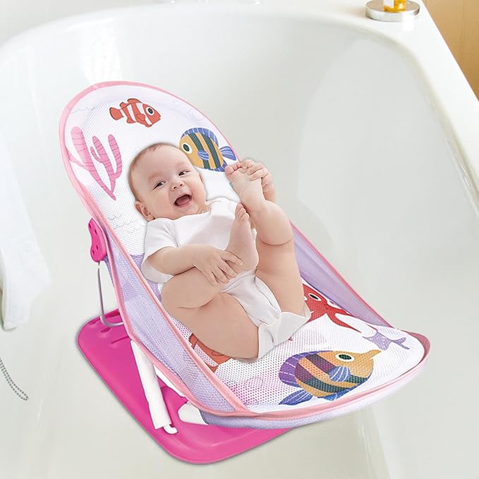 Generic Foldable Toddler Bather - Bathtub Foldable Toddler Bath Bather Seat | Foldable Baby Bather with Bath Stand | Toddler Folding Shower Rack for Bathtub Counter Sink Bathroom