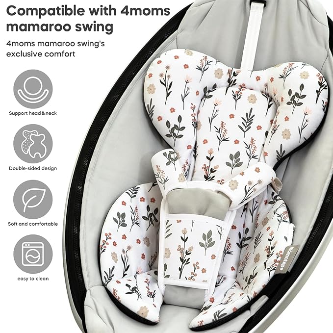 Infant Insert Compatible with 4moms RockaRoo and MamaRoo Multi-Motion Baby Swing for Newborn,Soft & Cool Mesh Fabric, Reversible Design,Newborn Insert with Head and Body Support,Machine Washable