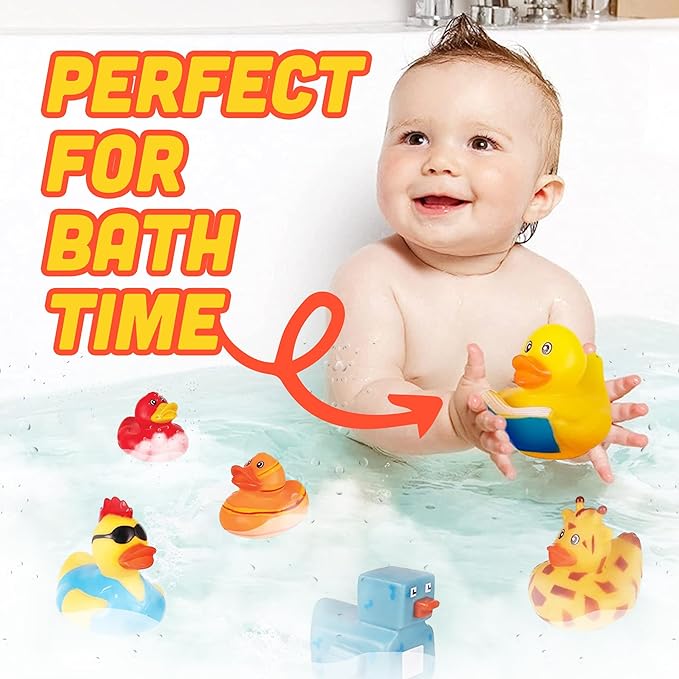 Kangaroo Mini Rubber Ducks Bulk Pack of 50 – Floating Baby Bath Toys for Kids - Classroom Rewards - Pool Party & Birthday Party Favors for Kid - Small Rubber Duck for Easter Baskets Stuffers for Kids