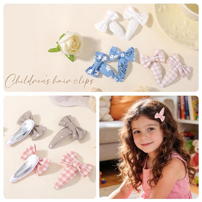 YHXX YLEN 20PCS Baby Hair Bows Clips for Girls, 2inch Floral Print Non Slip Snap Hairpins for Hair Barrettes Hair Accessories for Baby Toddler Girls Kids