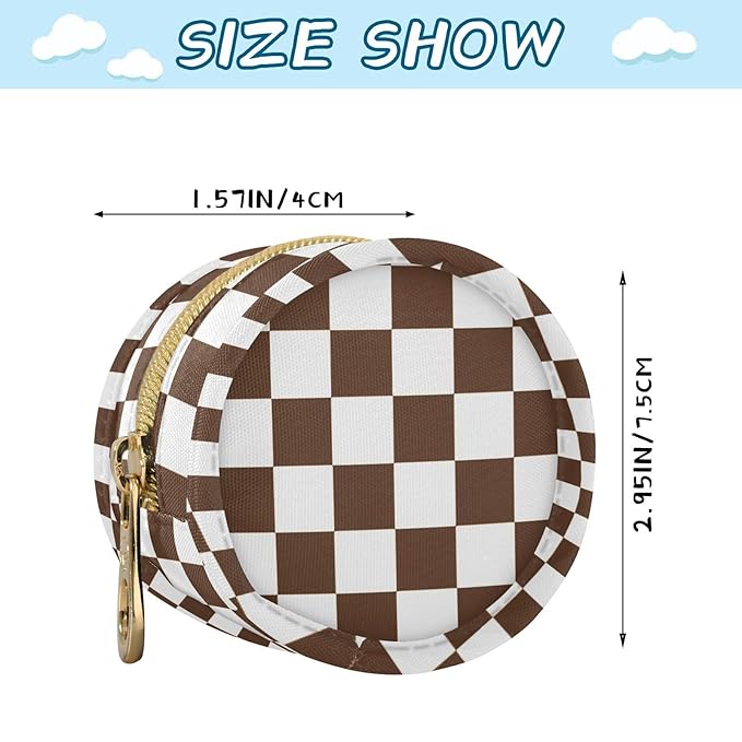 Brown Checkerboard Print Pacifier Holder Case for Diaper Bag Portable Travel Pacifier Storage Case with Clip Newborn Baby Pouch for Baby Boys Girls Purse Outdoor