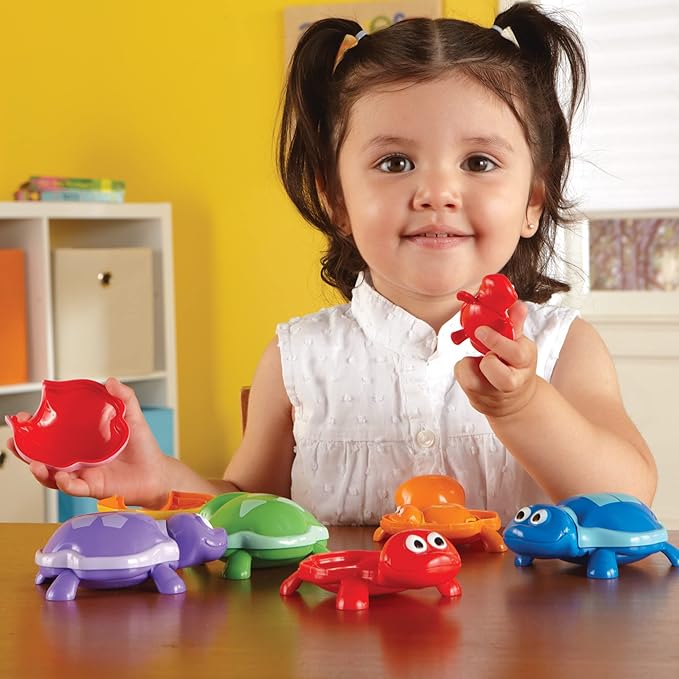 Learning Resources Number Turtles Set - 15 Pieces, Ages 18+ Months, Fine Motor Toys for Toddlers, Counting, Color & Sorting for Kids