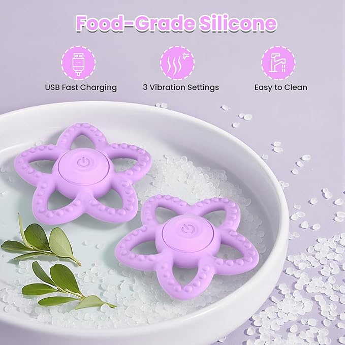 Vibrating Teether for Baby - Dual Use Vibrating Soother for 3-6 Months/6-18 Months & Sensory Toys for Kids with Autisms, Baby Teething Toys with 3 Vibration Modes(Purple)