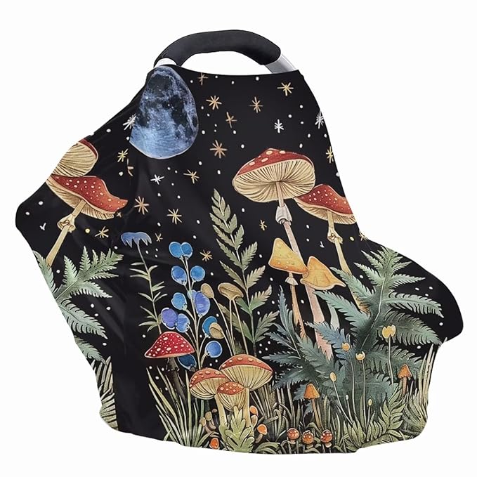Youngerbaby Mushroom Nursing Cover for Newborns Breastfeeding Cover Scarf Baby Car Seat Covers Infant Stroller Cover Carseat Canopy for Girls and Boys Full Coverage