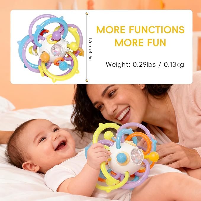 ANGELLE Silicone Teething Toys for Babies 0-18 Months, Montessori Sensory Teethers for Gum Relief, BPA Free Food Grade Chew Toys