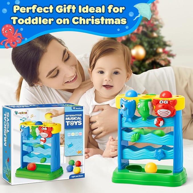 V-Opitos Musical Toys for 1, 2 Years Old Boys & Girls, Feeding Interactive Toddler Toys for Baby 12-18 Months, Montessori Education Toys, Perfect Christmas Birthday Gifts