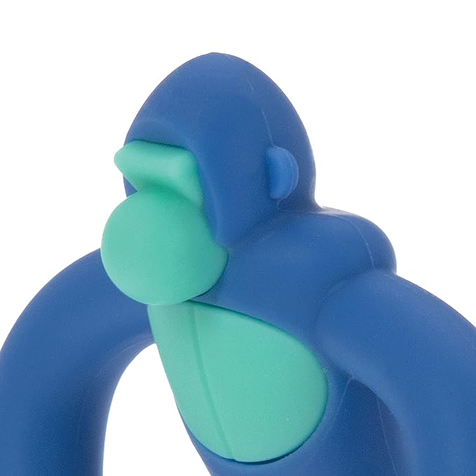 Nuby Geo Zoos Massaging Teether - Baby Teething Toy - Soft Easy Grip - 3+ Months - Blue Gorilla - Easter Basket Stuffer