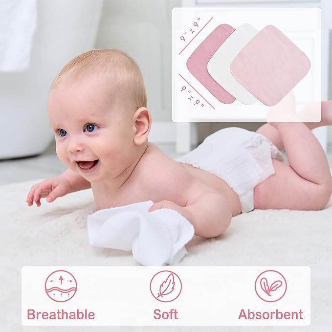 Viviland Baby Towels and Baby Wash Cloths Set Hooded Baby Towels Baby Wipes Absorbent Bath Face Towels Burp Cloths or Face Towels for Girl Boy 6-Pack Size 28 x 28 Inch(Unicorn Rainbow)