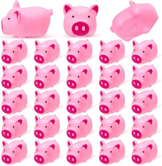 25PCS Mini Pink Squeaky Pigs, Floating Squeaky Bath Props for Shower Birthday Party Favors, Tiny Cute Rubber Pigs for Party Decorations, Prizes Supplies
