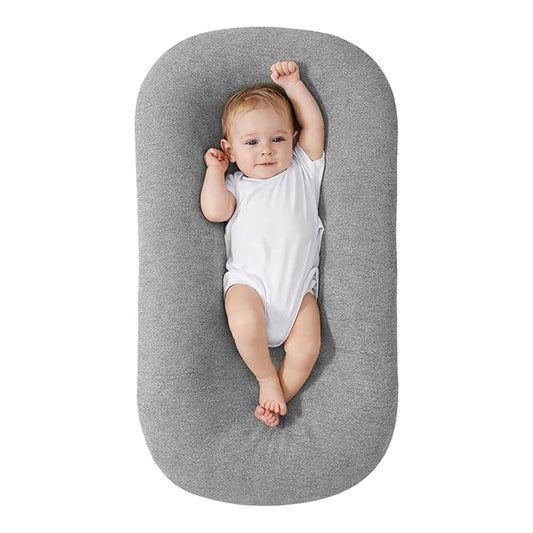 Baby Lounger for Newborn, Portable Infant Support Cushion Lounger for Newborn Supervised Use, Baby Essentials Gift (Gray)