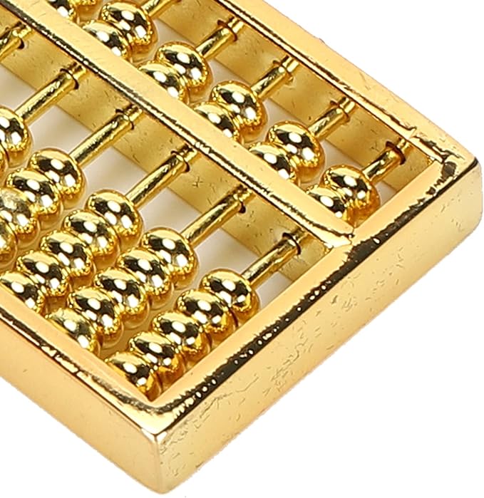 GLOGLOW Chinese Ancient Abacus, 1.8x1in Mini Brass Abacus 9 Gears Chinese Math Calculating Tool Educational Learning Kids Adult Collection