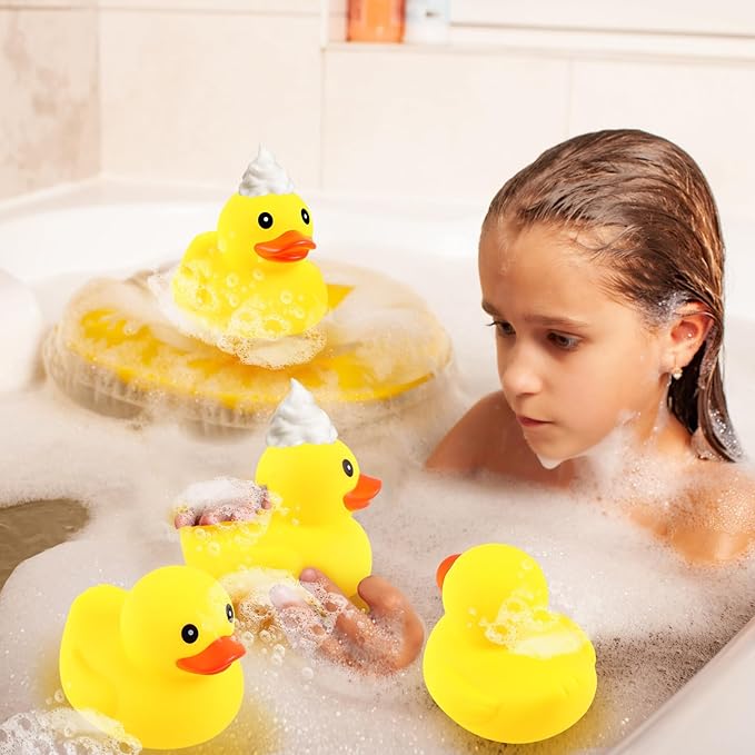 Deekin 20 Pcs Large Yellow Rubber Ducks Bulk Large Duck Squeak Rubber Bathtub Floating Bath for Birthday Party Decoration Gift Swimming Pool (5 Inch)