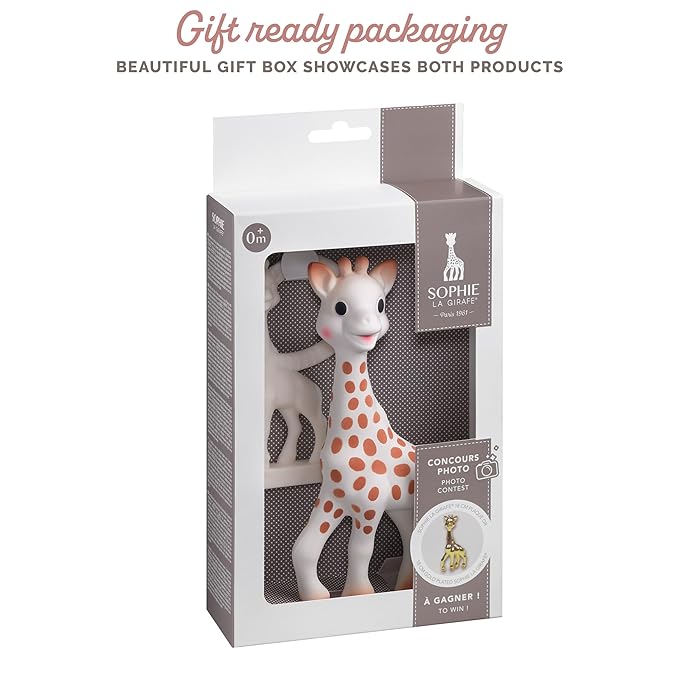 Sophie la girafe, Award Set | Includes Sophie la girafe, a Sophie la girafe Mini Teether & Photo Instructions | Born in Paris | Since 1961 | Natural Rubber | Designed for Teething Babies