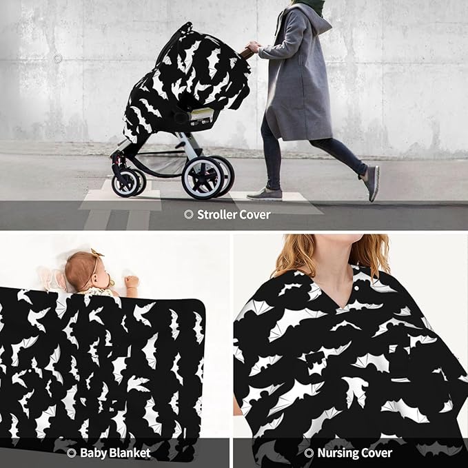 Halloween Bat Car Seat Cover Baby Fashion Carseat Cover for Winter Nursing Cover Newborn Shower Gift