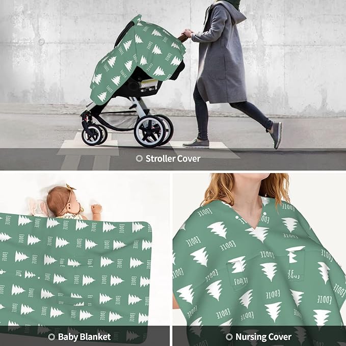 Personalized Baby Car Seat Covers with Name and Pattern for Girls and Boys, Customized Carseat Canopy, Peekaboo Opening Minky Nursing Breastfeeding Cover Car Seat Canopies for Newborn Infant Toddler