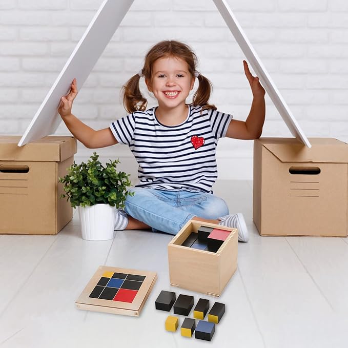 Montessori Math Materials for Preschool Early Learning Tool Toys (Trinomial Cube)