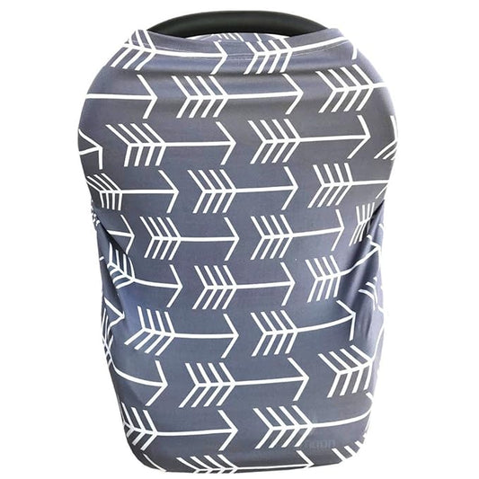 Nursing Cover for Babies Versatile Baby Car Seat Cover for Newborn Grey with White Arrow