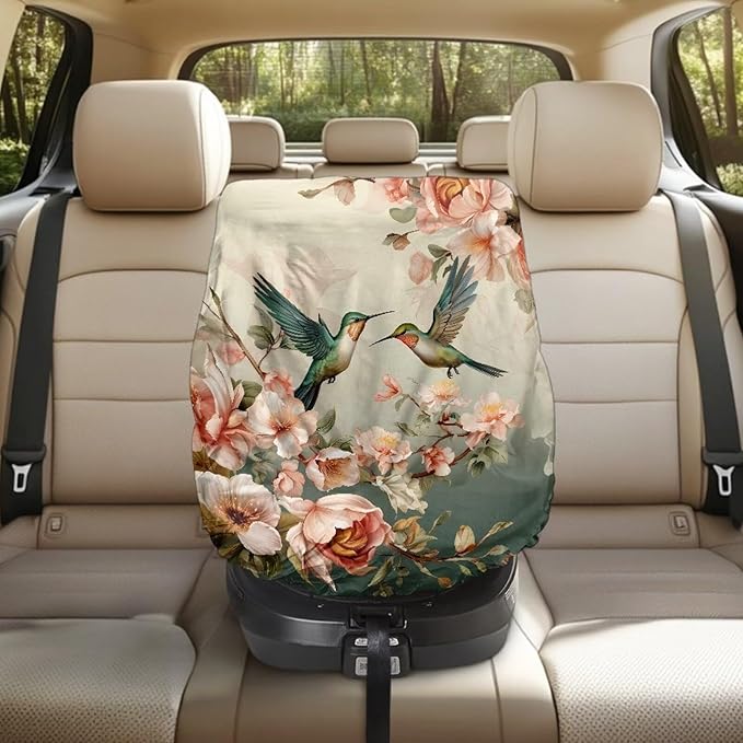 Car Seat Sun Shade Cover, Hummingbird Print Baby Car Seat Cover Keeps Your Toddler Baby Seat at a Cool Temperature, Soft Carseat Cover Lightweight Baby Seat Covers for Car Seats