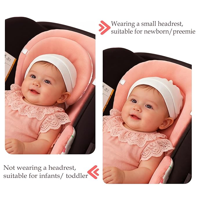 Infant Car Seat Insert, Body Support for Baby Newborn Infant Toddler with Extra Headrest, Shoulder Pads Set, Soft, Plush Fabric, Reversible Design Fits for Stroller, Baby Swing, Bouncer