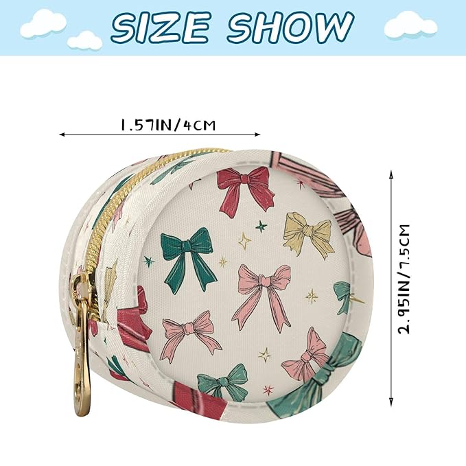 Pacifier Holder with Clip Pacifier Case for Diaper Bag Round Baby Pacifier Pouch Box Bag Portable Bows and Stars Beige