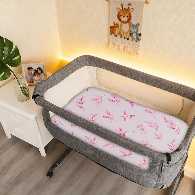 Ultra-Soft 2-Pack Stretchy Bassinet Sheets - Universal Fit for Halo Bassinest, Graco, Chicco & Most Bassinets (Rectangle/Oval/Hourglass) | Safe Snug Fit for Girls & Boys, Unisex Cradle Mattress Covers